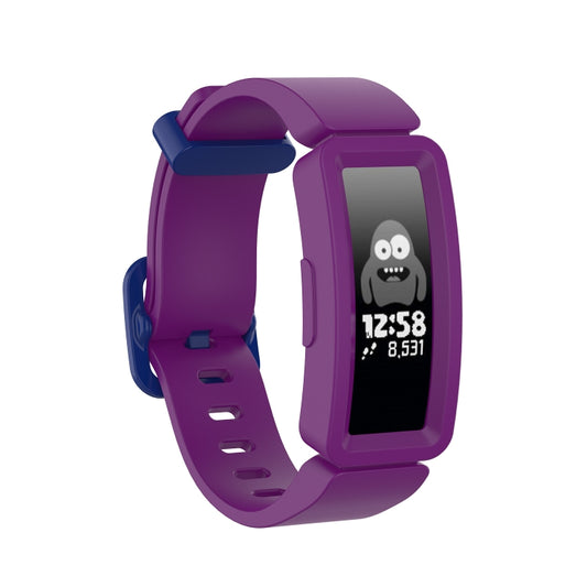 For Fitbit Inspire HR / Ace 2 Silicone Smart Watch  Watch Band(Purple + Blue Buckle) - Watch Bands by buy2fix | Online Shopping UK | buy2fix