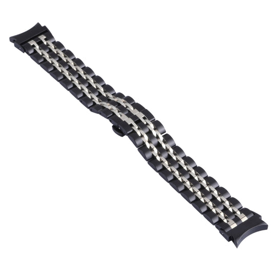 For Samsung Galaxy Watch4 40mm/44mm Seven-bead Stainless Steel Watch Band(Black Silver) - Watch Bands by buy2fix | Online Shopping UK | buy2fix