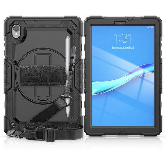 For Lenovo Tab M10 HD TB-X306X Shockproof Colorful Silicone + PC Protective Tablet Case with Holder & Shoulder Strap & Hand Strap(Black) - Lenovo by buy2fix | Online Shopping UK | buy2fix