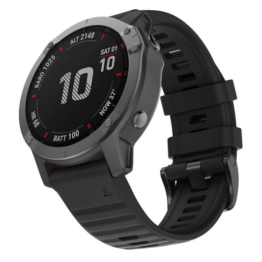For Garmin Fenix 6X 26mm Silicone Smart Watch Watch Band(Black) - Watch Bands by buy2fix | Online Shopping UK | buy2fix
