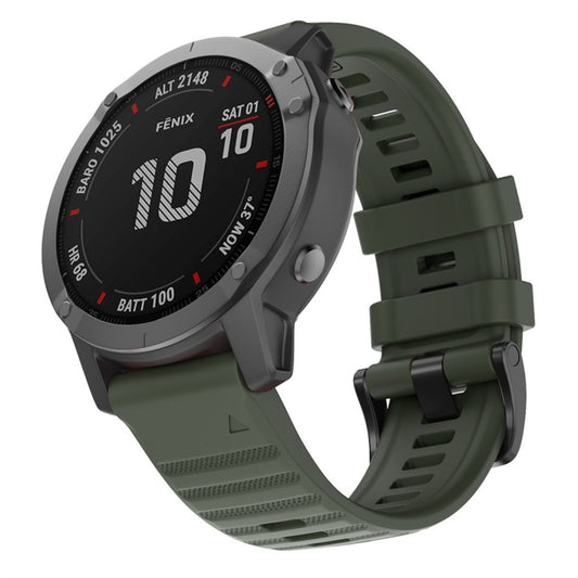 For Garmin Fenix 6X 26mm Silicone Smart Watch Watch Band(Army Green) - Watch Bands by buy2fix | Online Shopping UK | buy2fix