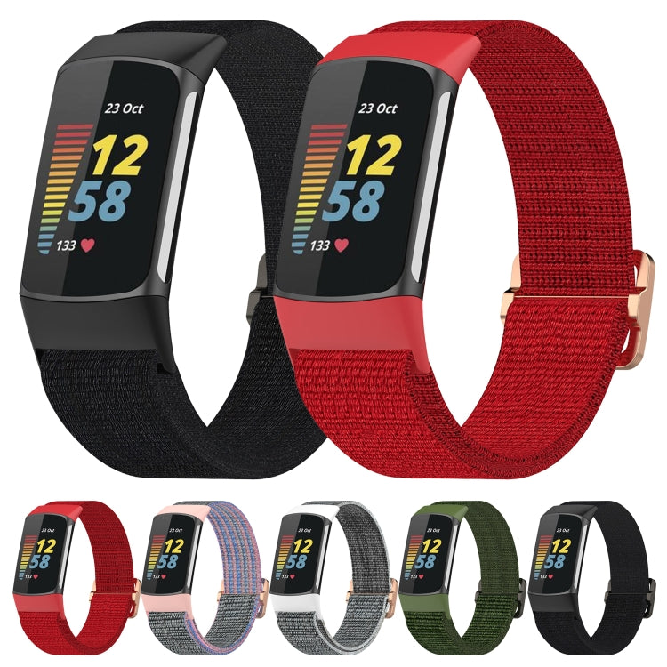 For Fitbit Charge 5 Elastic Nylon Braid Watch Band(Black) - Watch Bands by buy2fix | Online Shopping UK | buy2fix