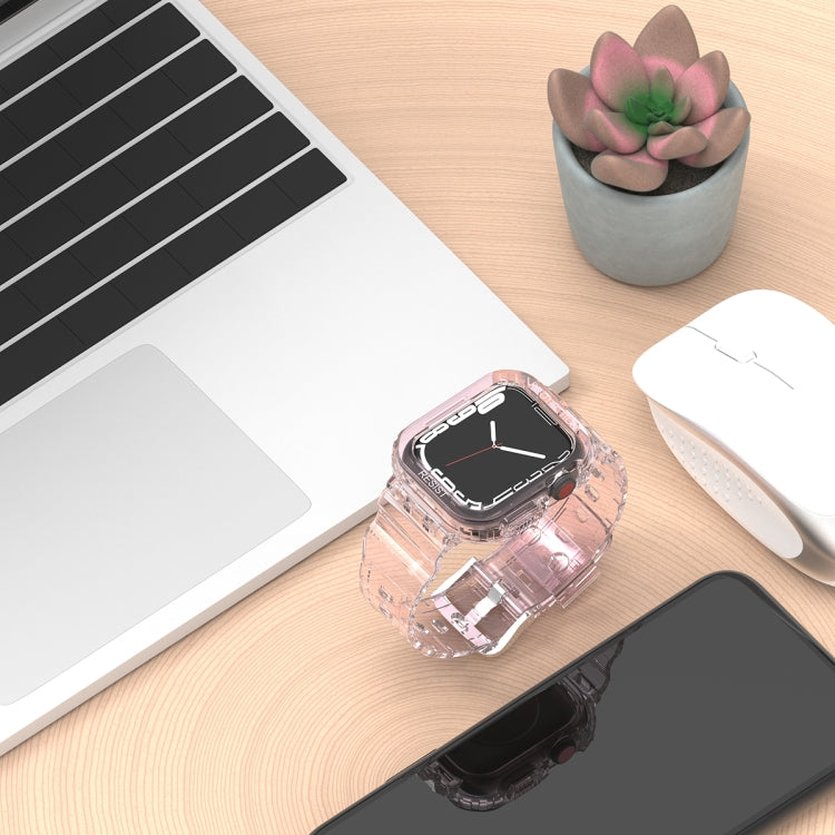 Glacier Transparent TPU Integrated Watch Band Watch Band For Apple Watch Series 7 41mm(Transparent Pink) - Watch Bands by buy2fix | Online Shopping UK | buy2fix
