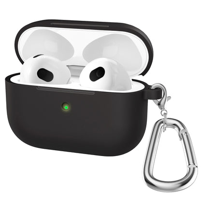 Thicken Silicone Round Bottom Earphone Protective Case with Hook For AirPods 3(Black) - For AirPods 3 by buy2fix | Online Shopping UK | buy2fix