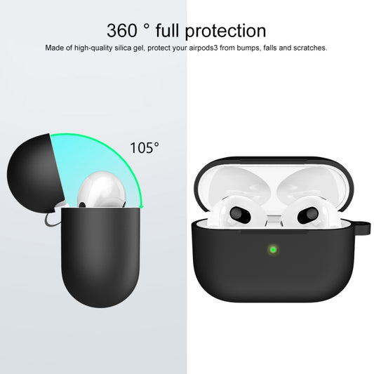 Thicken Silicone Round Bottom Earphone Protective Case with Hook For AirPods 3(Black) - For AirPods 3 by buy2fix | Online Shopping UK | buy2fix