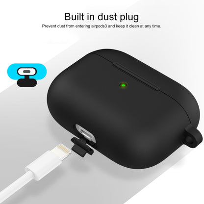 Thicken Silicone Round Bottom Earphone Protective Case with Hook For AirPods 3(Black) - For AirPods 3 by buy2fix | Online Shopping UK | buy2fix