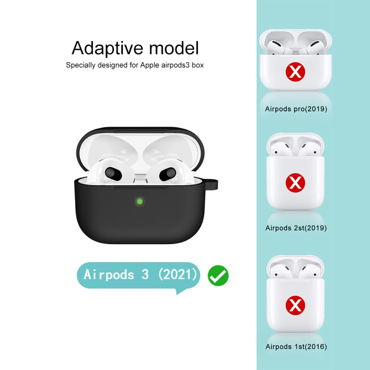 Thicken Silicone Round Bottom Earphone Protective Case with Hook For AirPods 3(Black) - For AirPods 3 by buy2fix | Online Shopping UK | buy2fix