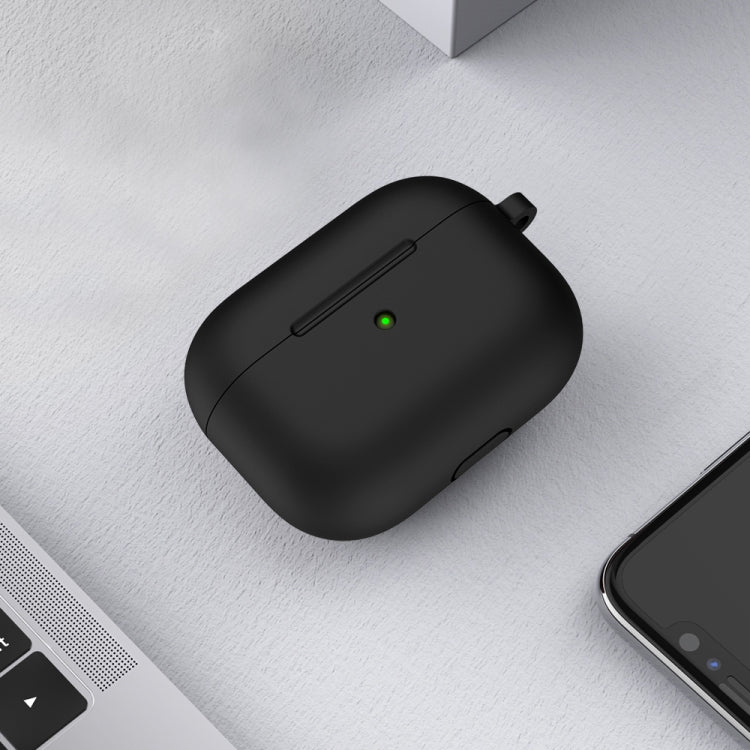 Thicken Silicone Round Bottom Earphone Protective Case with Hook For AirPods 3(Black) - For AirPods 3 by buy2fix | Online Shopping UK | buy2fix