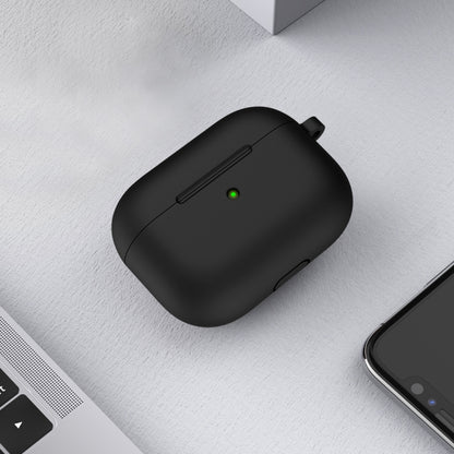 Thicken Silicone Round Bottom Earphone Protective Case with Hook For AirPods 3(Black) - For AirPods 3 by buy2fix | Online Shopping UK | buy2fix