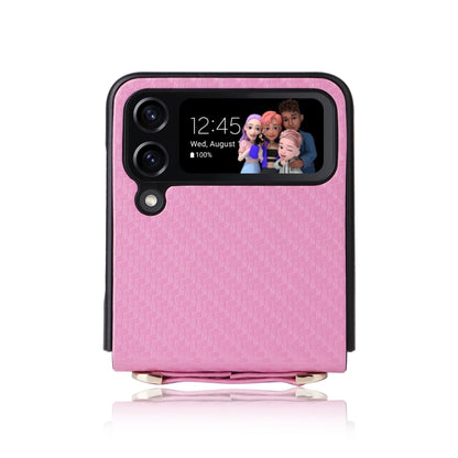 For Samsung Galaxy Z Flip3 5G Carbon Fiber Texture Shock-proof PU Phone Case(Pink) - Galaxy Phone Cases by buy2fix | Online Shopping UK | buy2fix
