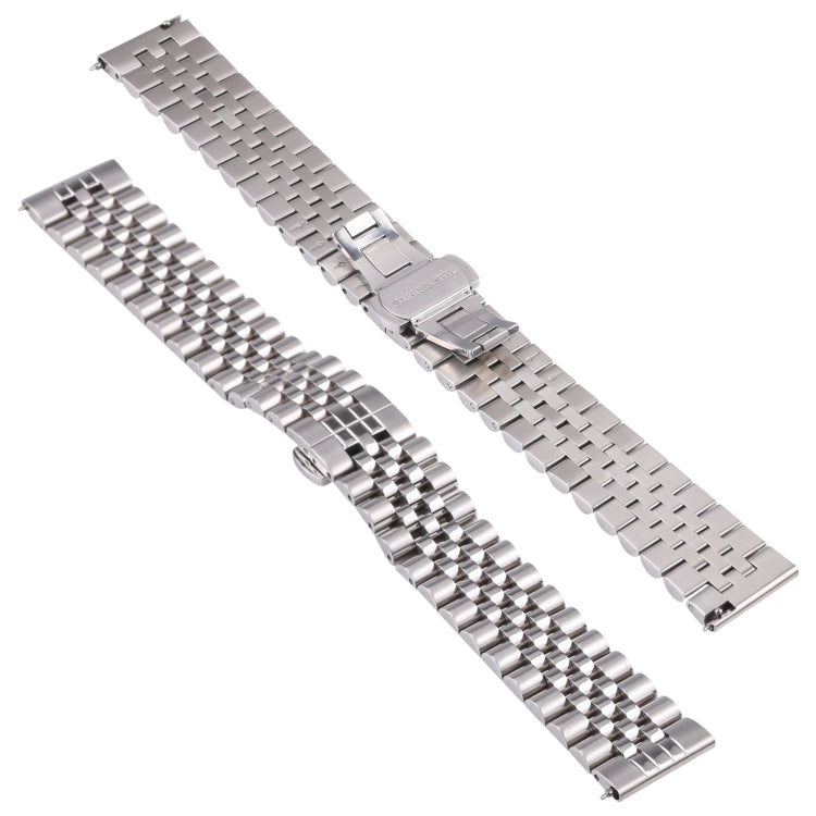 20mm Five-bead Stainless Steel Watch Band(Silver) - 20mm Bands by buy2fix | Online Shopping UK | buy2fix