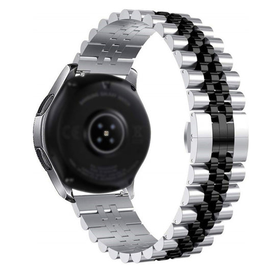 20mm Five-bead Stainless Steel Watch Band(Silver Black) - 20mm Bands by buy2fix | Online Shopping UK | buy2fix