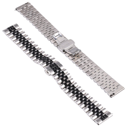 20mm Five-bead Stainless Steel Watch Band(Silver Black) - 20mm Bands by buy2fix | Online Shopping UK | buy2fix