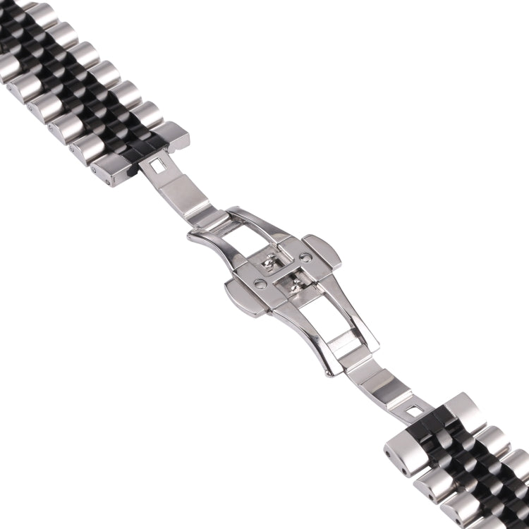 20mm Five-bead Stainless Steel Watch Band(Silver Black) - 20mm Bands by buy2fix | Online Shopping UK | buy2fix