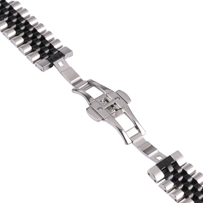 20mm Five-bead Stainless Steel Watch Band(Silver Black) - 20mm Bands by buy2fix | Online Shopping UK | buy2fix