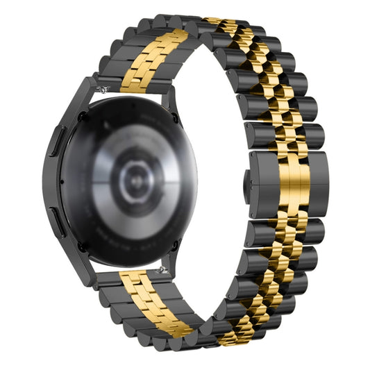 22mm Five-bead Stainless Steel Watch Band(Black Gold) - 22mm Bands by buy2fix | Online Shopping UK | buy2fix