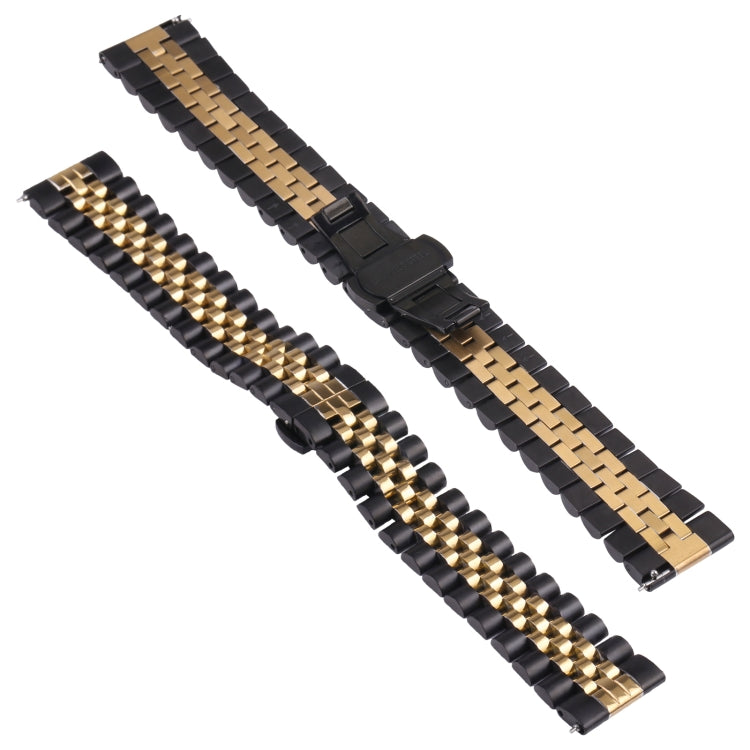 22mm Five-bead Stainless Steel Watch Band(Black Gold) - 22mm Bands by buy2fix | Online Shopping UK | buy2fix