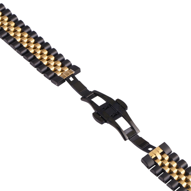 22mm Five-bead Stainless Steel Watch Band(Black Gold) - 22mm Bands by buy2fix | Online Shopping UK | buy2fix