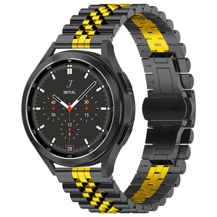 22mm Five-bead Stainless Steel Watch Band(Black Gold) - 22mm Bands by buy2fix | Online Shopping UK | buy2fix