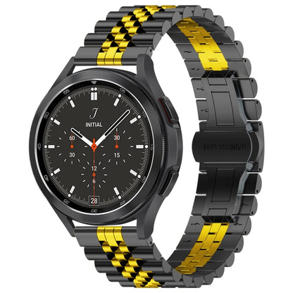 22mm Five-bead Stainless Steel Watch Band(Black Gold) - 22mm Bands by buy2fix | Online Shopping UK | buy2fix