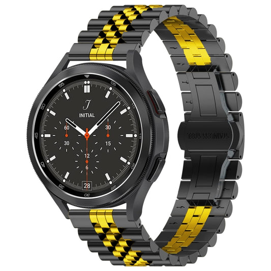 22mm Five-bead Stainless Steel Watch Band(Black Gold) - 22mm Bands by buy2fix | Online Shopping UK | buy2fix