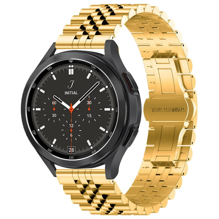 22mm Five-bead Stainless Steel Watch Band(Gold) - 22mm Bands by buy2fix | Online Shopping UK | buy2fix