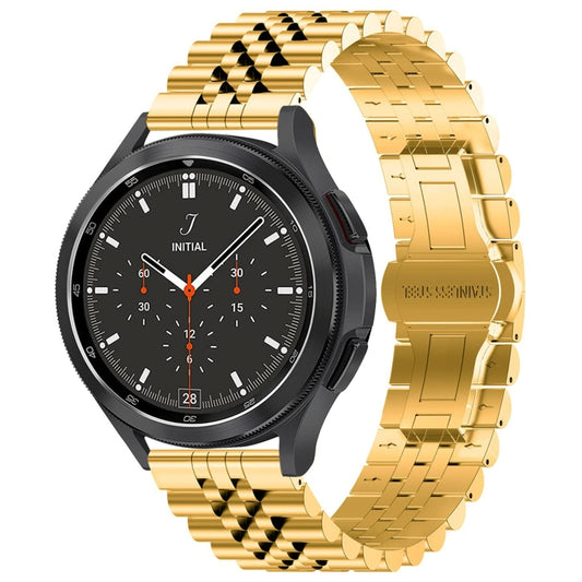 22mm Five-bead Stainless Steel Watch Band(Gold) - 22mm Bands by buy2fix | Online Shopping UK | buy2fix
