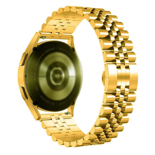 22mm Five-bead Stainless Steel Watch Band(Gold) - 22mm Bands by buy2fix | Online Shopping UK | buy2fix