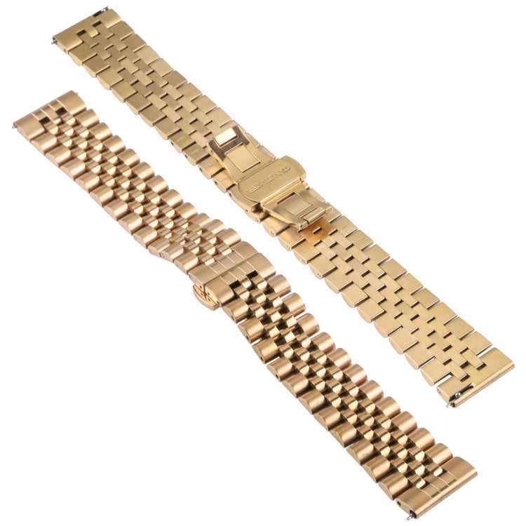 22mm Five-bead Stainless Steel Watch Band(Gold) - 22mm Bands by buy2fix | Online Shopping UK | buy2fix