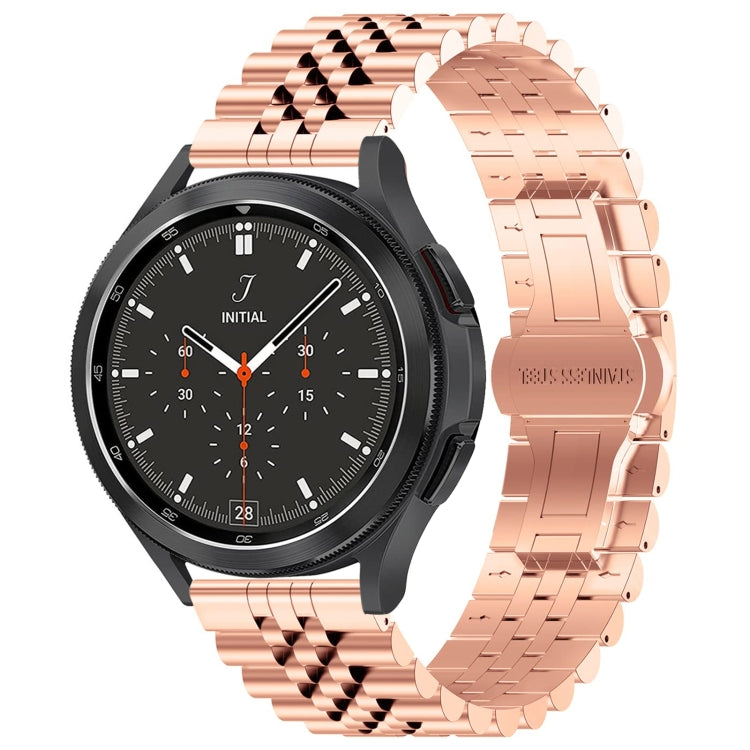 22mm Five-bead Stainless Steel Watch Band(Rose Gold) - 22mm Bands by buy2fix | Online Shopping UK | buy2fix