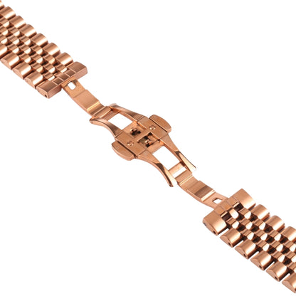 22mm Five-bead Stainless Steel Watch Band(Rose Gold) - 22mm Bands by buy2fix | Online Shopping UK | buy2fix