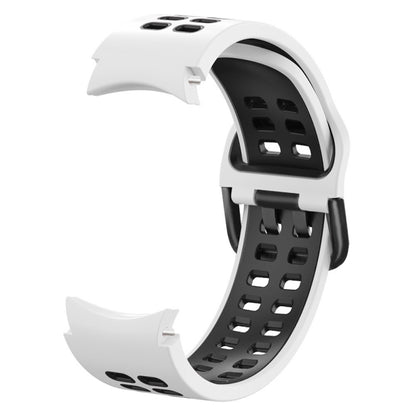 For Samsung Galaxy Watch4 40mm / 44mm Double-row Hole Two-color Silicone Watch Band(White Black) - Watch Bands by buy2fix | Online Shopping UK | buy2fix