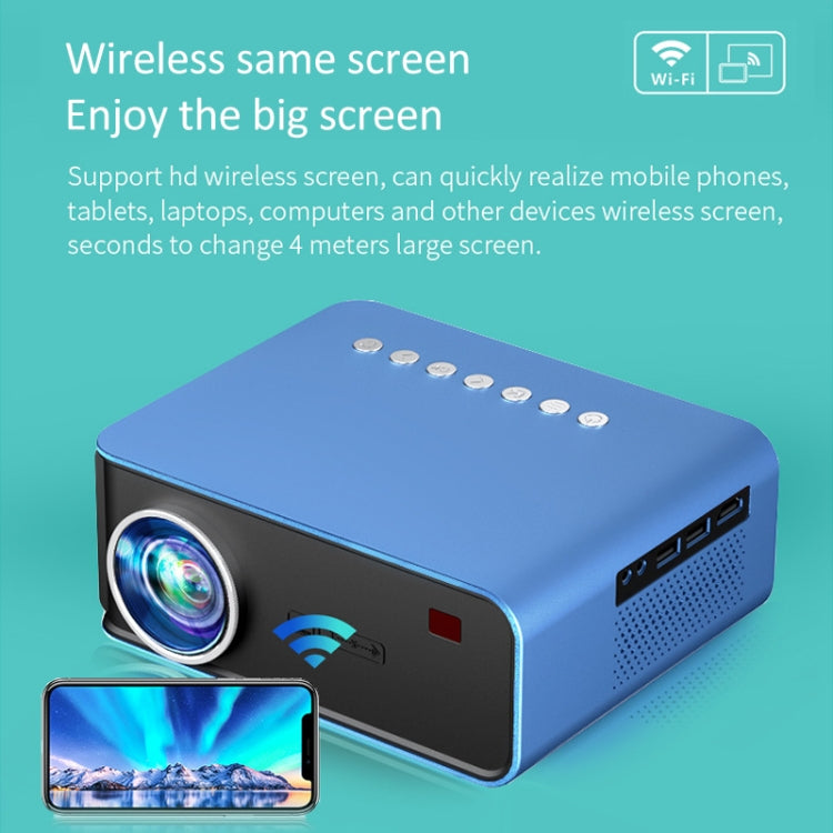 T4 Same Screen Version 1024x600 1200 Lumens Portable Home Theater LCD Projector, Plug Type:EU Plus(Blue) - Mini Projector by buy2fix | Online Shopping UK | buy2fix
