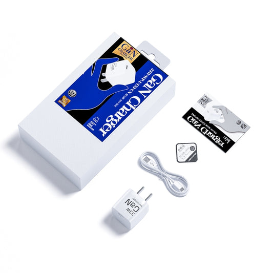 WK WP-U133 GaN 33W Cube Sugar Gallium Nitride Charger with USB to USB-C / Type-C Data Cable, CN Plug by WK