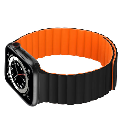 Silicone Magnetic Integrated Short Strap Watch Band For Apple Watch Series 8&7 45mm / SE 2&6&SE&5&4 44mm / 3&2&1 42mm(Black Orange) by buy2fix