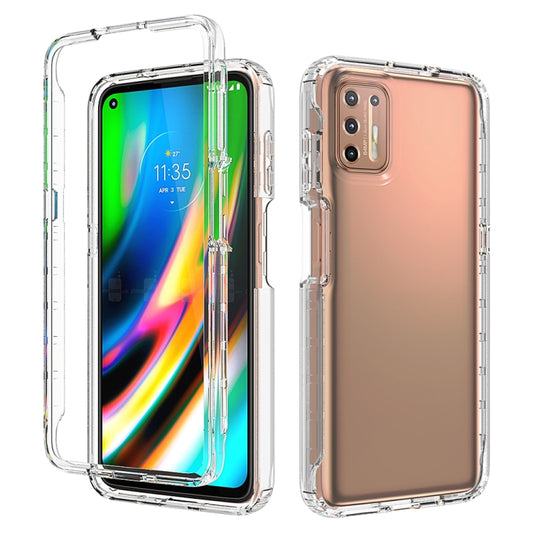 For Motorola Moto G9 Plus Shockproof High Transparency Two-color Gradual Change PC+TPU Candy Colors Phone Protective Case(Transparent) - Motorola Cases by buy2fix | Online Shopping UK | buy2fix