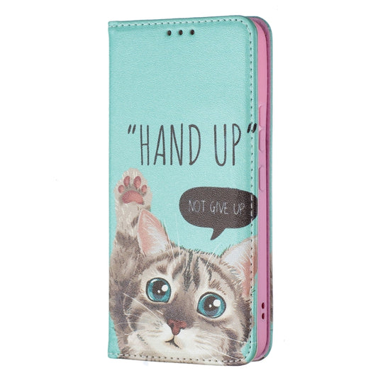 For Samsung Galaxy S22 5G Colored Drawing Pattern Invisible Magnetic Horizontal Flip Phone Leather Case with Holder & Card Slots & Wallet(Cat) - Galaxy S22 5G Cases by buy2fix | Online Shopping UK | buy2fix