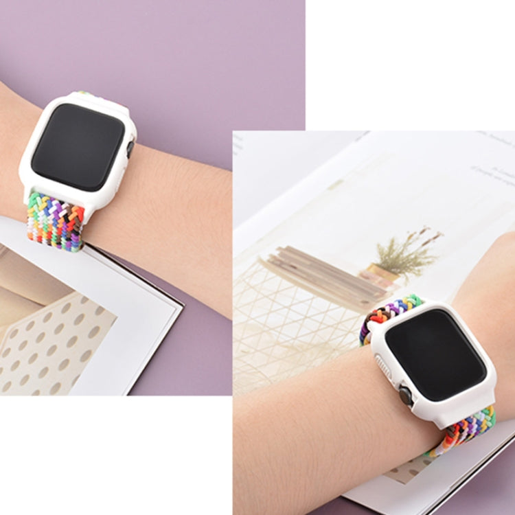 TPU Frame Buckle Braid Integrated Watch Band For Apple Watch Series 6 & SE & 5 & 4 40mm / 3 & 2 & 1 38mm(Blue and White) by buy2fix