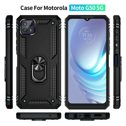 For Motorola Moto G50 5G Shockproof TPU + PC Protective Phone Case with 360 Degree Rotating Holder(Black) - Motorola Cases by buy2fix | Online Shopping UK | buy2fix