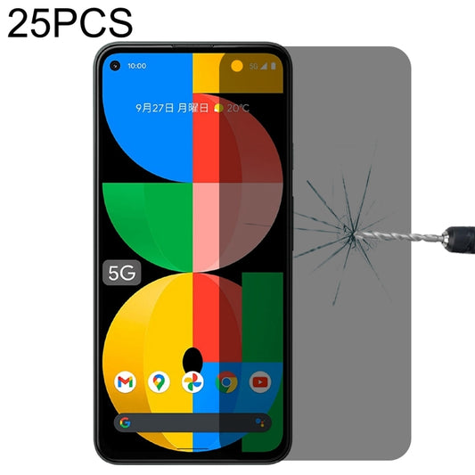 For Google Pixel 5a 5G 25 PCS 0.3mm 9H Surface Hardness 3D Curved Surface Privacy Glass Film - Google Tempered Glass by buy2fix | Online Shopping UK | buy2fix