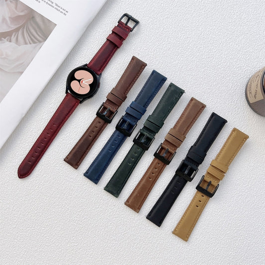 20mm Crazy Horse Texture Frosted Leather Strap Watch Band(Dark Brown) - Watch Bands by buy2fix | Online Shopping UK | buy2fix
