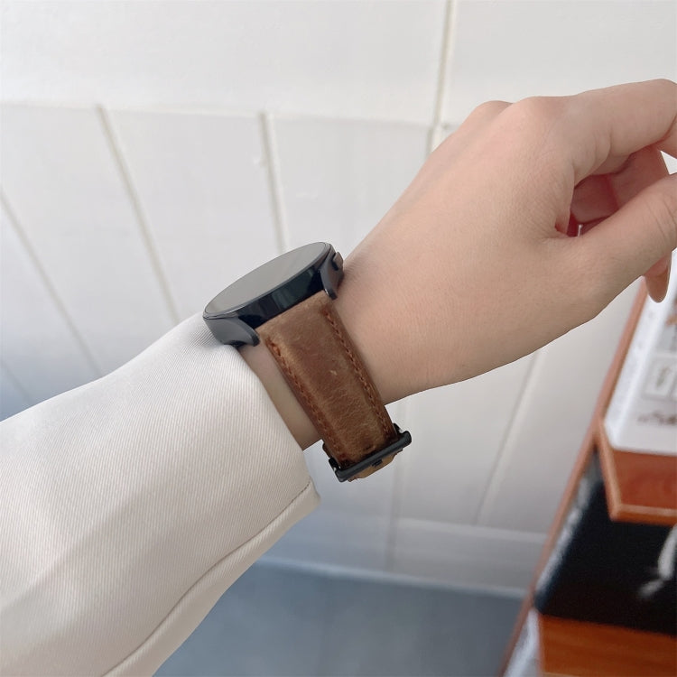20mm Crazy Horse Texture Frosted Leather Strap Watch Band(Dark Brown) - Watch Bands by buy2fix | Online Shopping UK | buy2fix