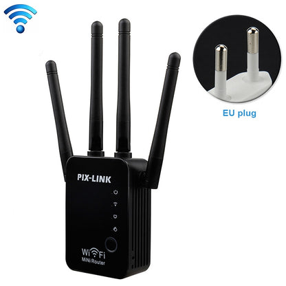 Wireless Smart WiFi Router Repeater with 4 WiFi Antennas, Plug Specification:EU Plug(Black) by buy2fix