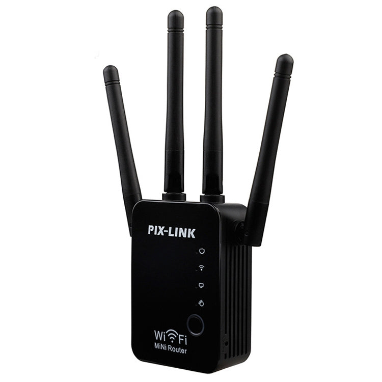 Wireless Smart WiFi Router Repeater with 4 WiFi Antennas, Plug Specification:UK Plug(Black) by buy2fix