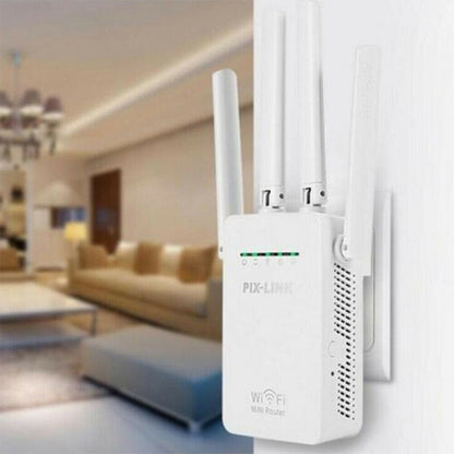 Wireless Smart WiFi Router Repeater with 4 WiFi Antennas, Plug Specification:UK Plug(Black) by buy2fix