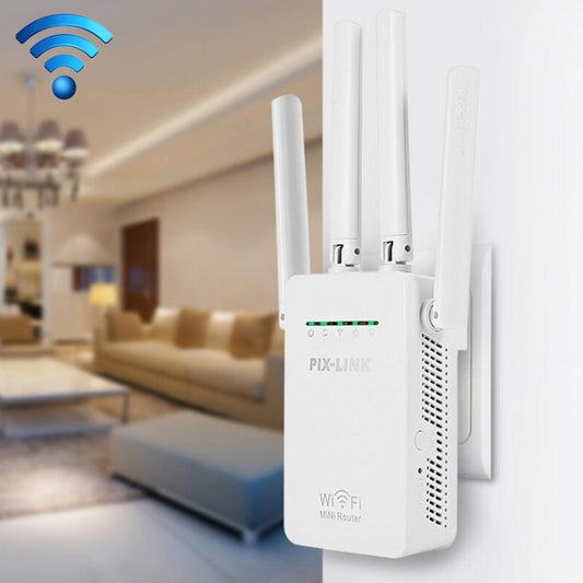 Wireless Smart WiFi Router Repeater with 4 WiFi Antennas, Plug Specification:UK Plug(White) by buy2fix
