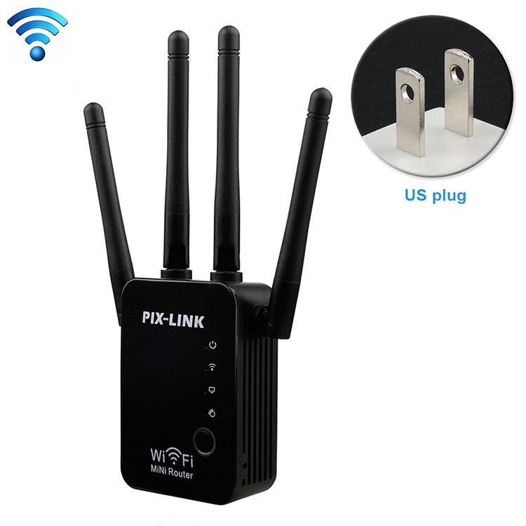 Wireless Smart WiFi Router Repeater with 4 WiFi Antennas, Plug Specification:US Plug(Black) by buy2fix