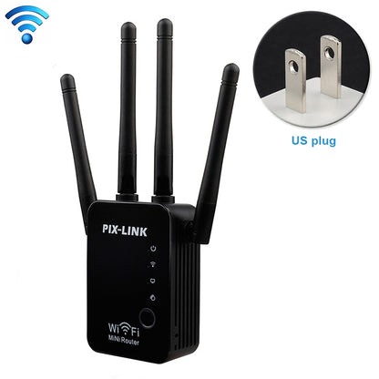 Wireless Smart WiFi Router Repeater with 4 WiFi Antennas, Plug Specification:US Plug(Black) by buy2fix