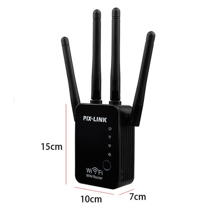 Wireless Smart WiFi Router Repeater with 4 WiFi Antennas, Plug Specification:US Plug(Black) by buy2fix