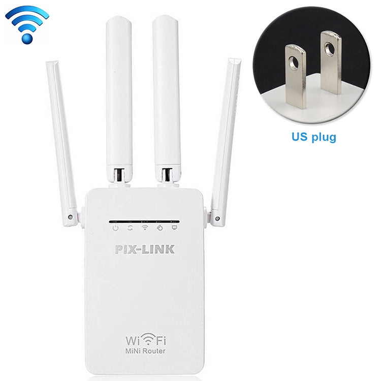 Wireless Smart WiFi Router Repeater with 4 WiFi Antennas, Plug Specification:US Plug(White) by buy2fix